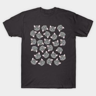 Cute Cartoon Gray Cat Head Pattern, made by EndlessEmporium T-Shirt